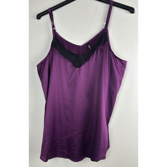 Torrid Dream Satin Lace Trim Sleeveless Sleep Cami Purple & Black Plus Size 3 3X - Picture 6 of 6